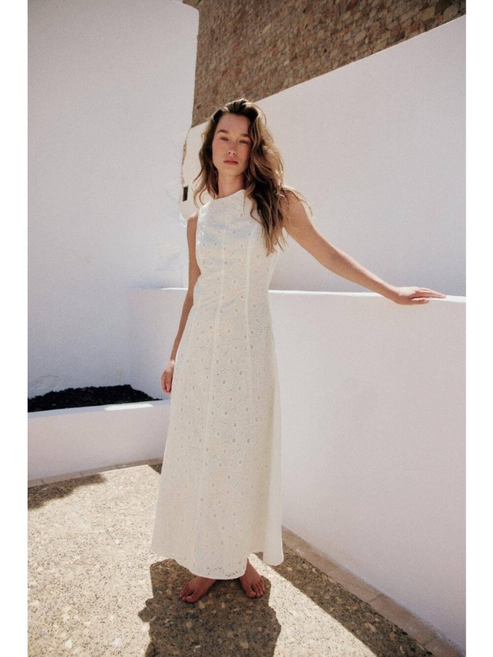 Zara Womens Dress White Eyelet Embroidery Midi Size Small Floral 7895/975 NWT